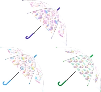 Umbrelă transparentă automată cu unicorni