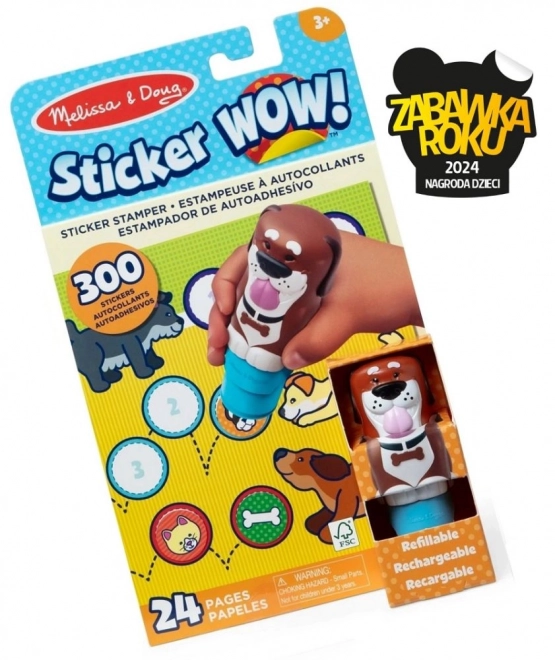 Stampila cu stickere caine WOW