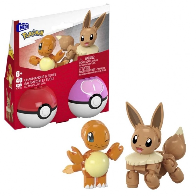 Set de construcție Mega Poke Ball cu Charmander și Eevee