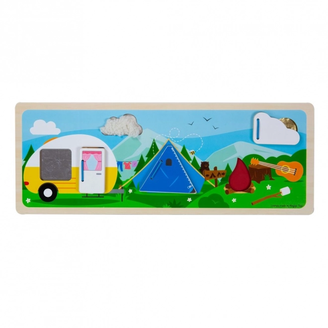 Puzzle senzorial camping în natură Bigjigs Toys