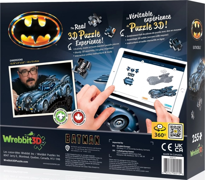 Puzzle 3D Batmobil Batman 255 piese