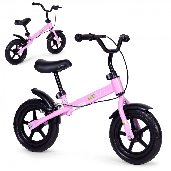 Bicicletă de echilibru cu frână pentru copii ECOTOYS roz