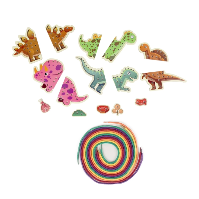 Set complet: 5 dinozauri și 5 șnururi