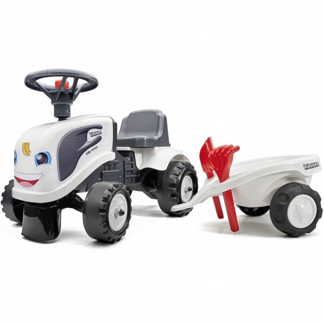 Tractoraș Baby Valtra Alb cu Remorcă și Accesorii de la Falk