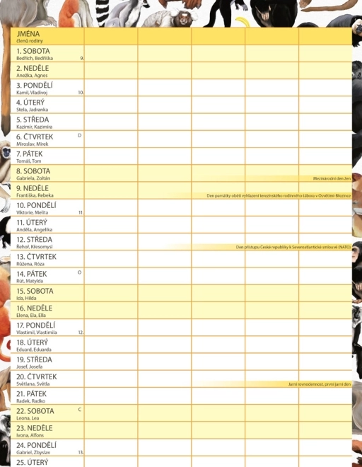 Calendar de planificare familială Animalium 2026