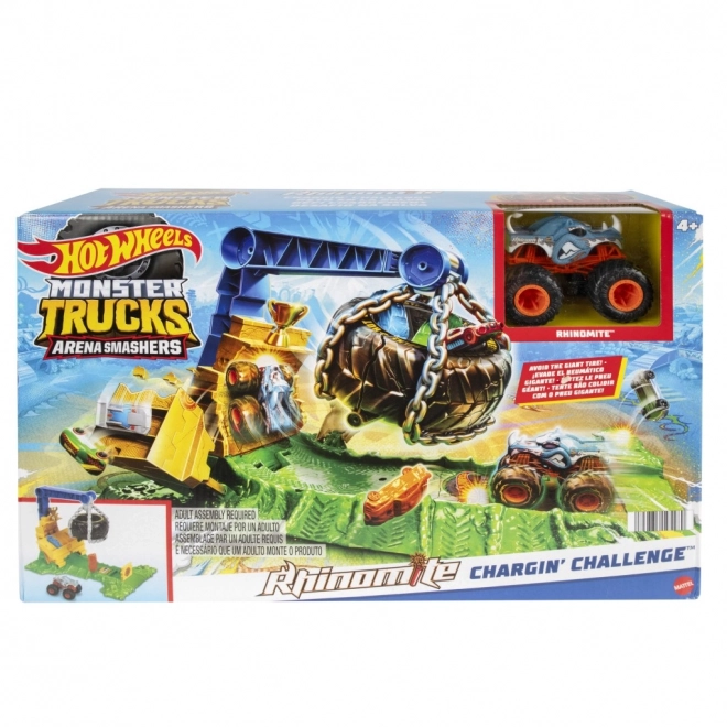 set de joc Hot Wheels monster trucks arena provocarea lui Rhinomite