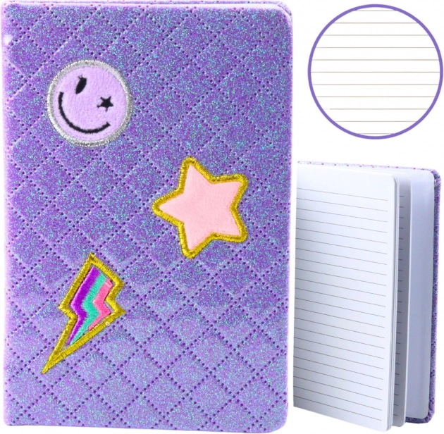 Carnet cu brocart cu aplicații mov B6 80 file