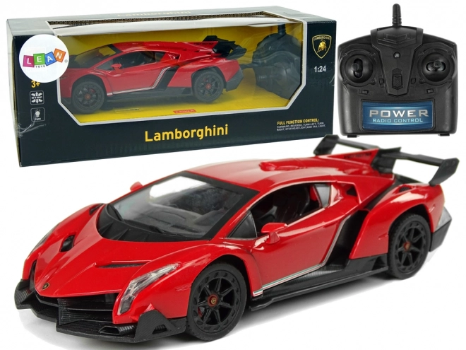 Mașină sport R/C Lamborghini Veneno roșu cu telecomandă 2.4G și lumini