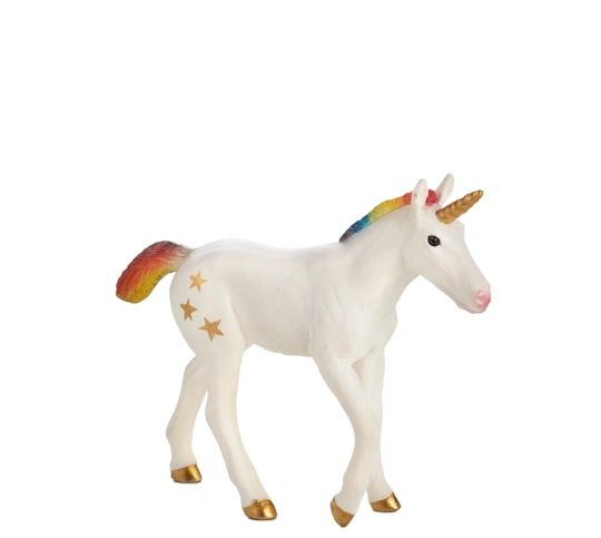 Figurină unicorn curcubeu pui mic