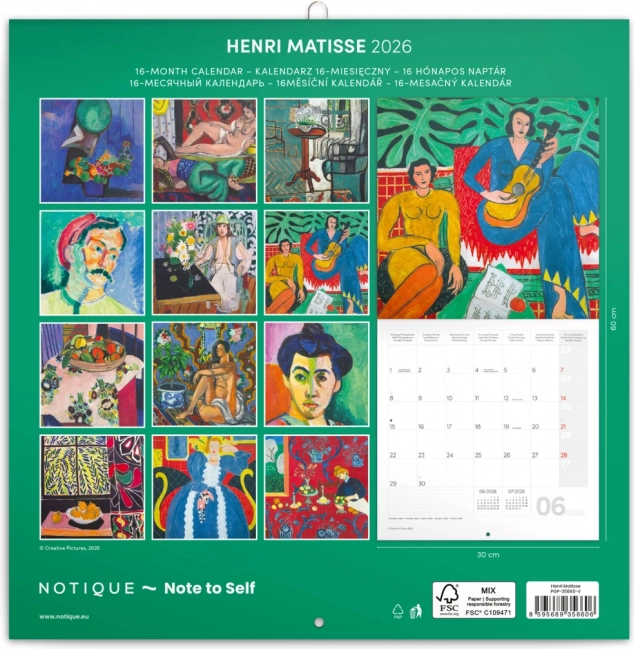 Calendar cu notițe Henri Matisse 2026