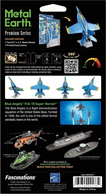 Puzzle 3D Metal Earth Avion F/A-18 Super Hornet - Blue Angels