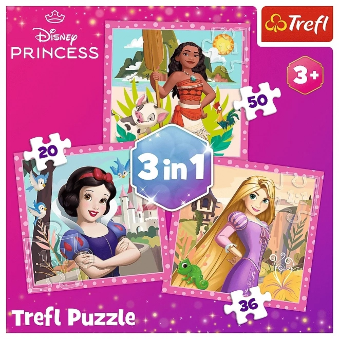 Puzzle 3 în 1 Prințesele Disney Flori Frumoase