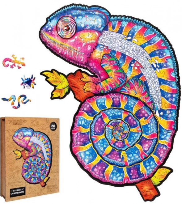 Puzzle de lemn colorat - Cameleon hipnotic