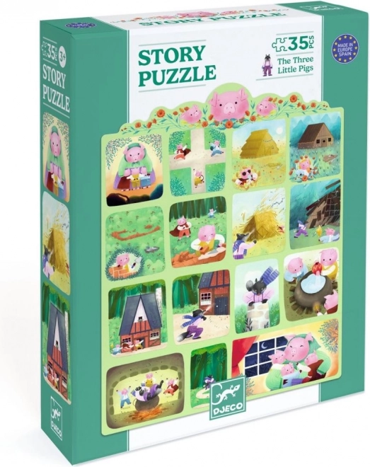 Puzzle DJECO Trei purceluși 35 piese