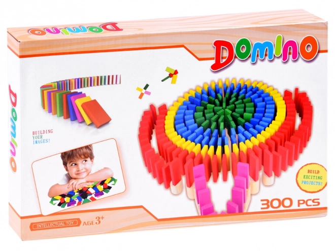 Domino din lemn colorat, 300 piese