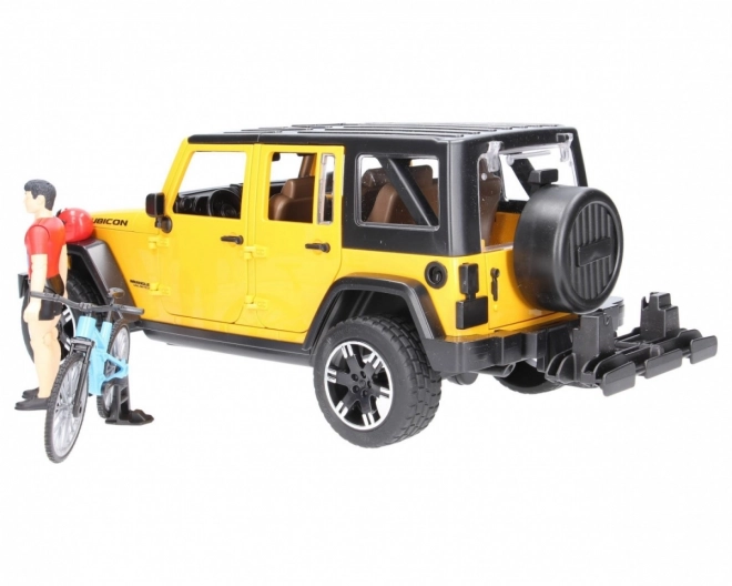 Bruder Jeep Wrangler Rubicon cu ciclist și bicicletă