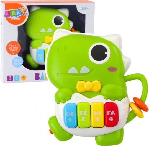 Mini pianino Dinozaur verde cu lumini și sunete