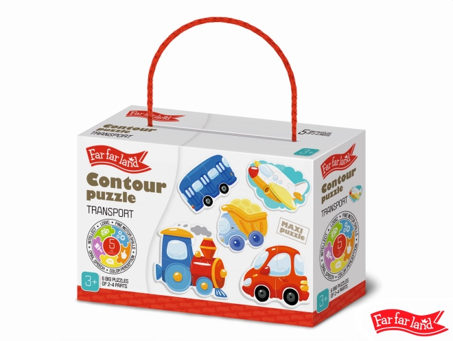 Puzzle contur transport Far Far Land pentru copii