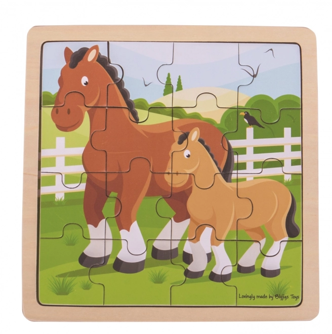 Puzzle Bigjigs Toys - Cal cu mânz