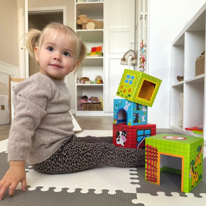 Puzzle cuburi fermă Woopie Green