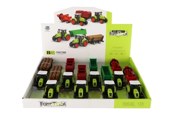 Tractor cu remorcă din plastic 24cm cu fricțiune