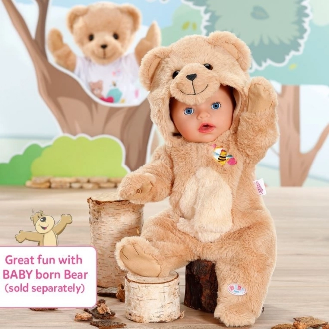 Costum ursuleț cu glugă pentru Baby Born
