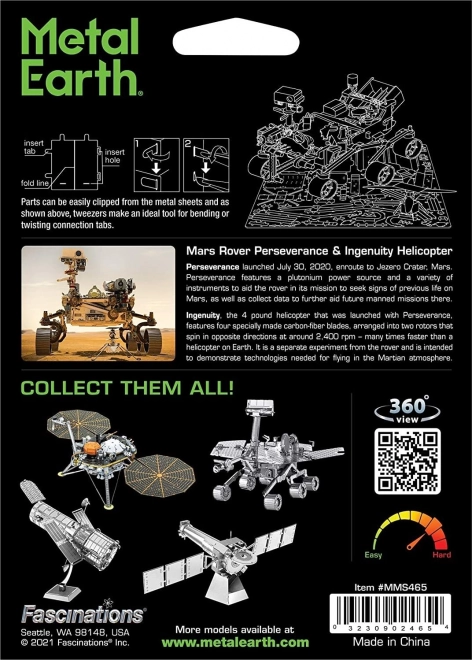 Puzzle 3D metalic rover-ul Perseverance și elicopterul Ingenuity