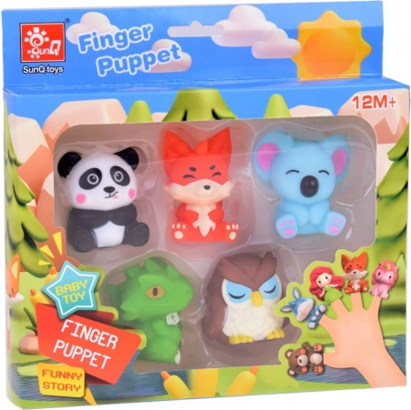 Mănuși de deget din cauciuc ZOO animale - set de 5 figurine