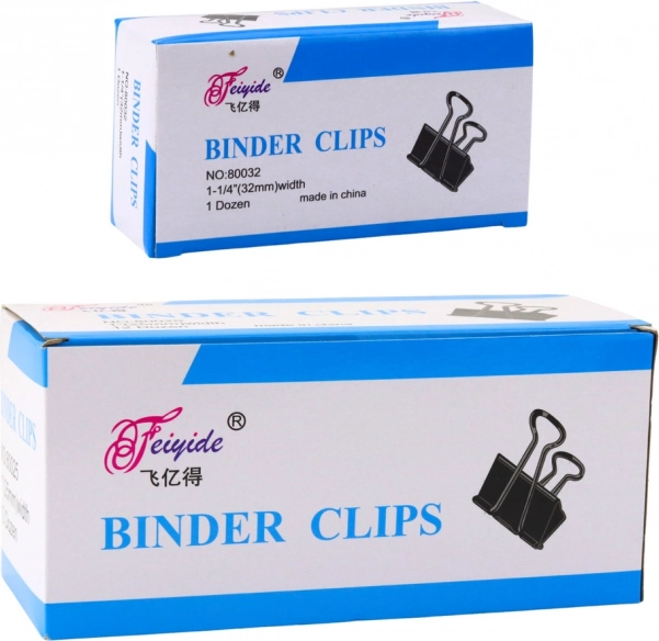 Clipsuri universale pentru birou, oțel arc, negru, 32 mm, 12 bucăți
