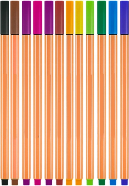 Set de pixuri subțiri colorate 0,4 mm - 12 buc