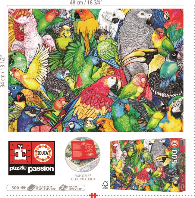 Puzzle Educa Papagali 500 piese