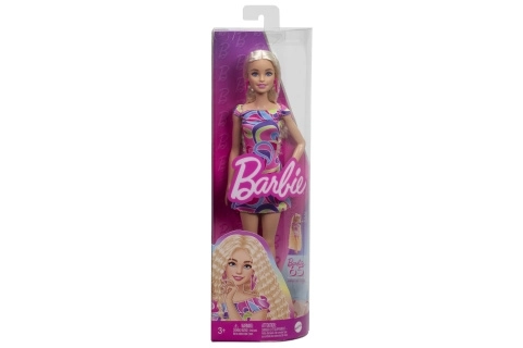 Barbie model fashionista în rochie pestriță