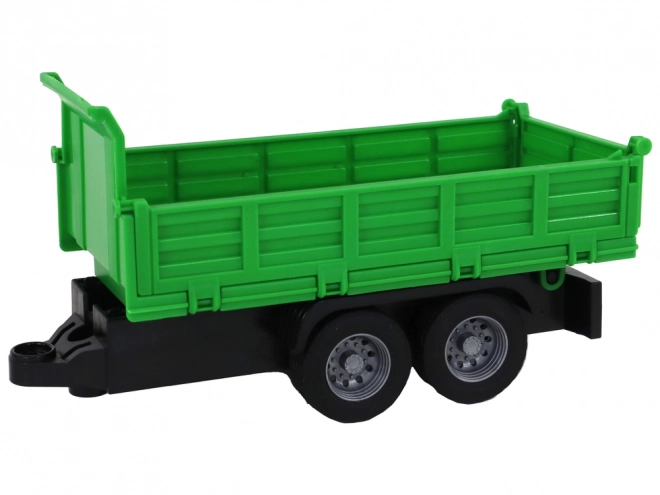 Camion cu macara cu remorcă și sunete, culoare verde, din lemn, 1:16