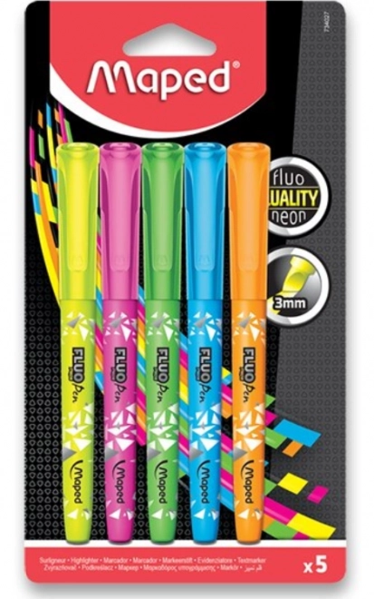 marker evidențiator fluo set 5 culori