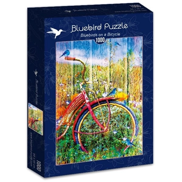 Puzzle 1000 piese Bluebird Bicicleta cu păsărele albastre