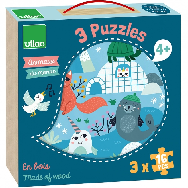 Puzzle din lemn Vilac Animalele lumii