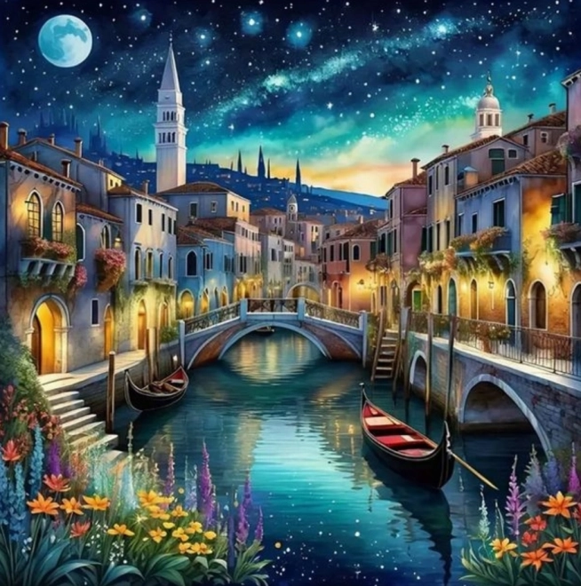 Pictura cu diamante Noaptea la Veneția 30x40 cm