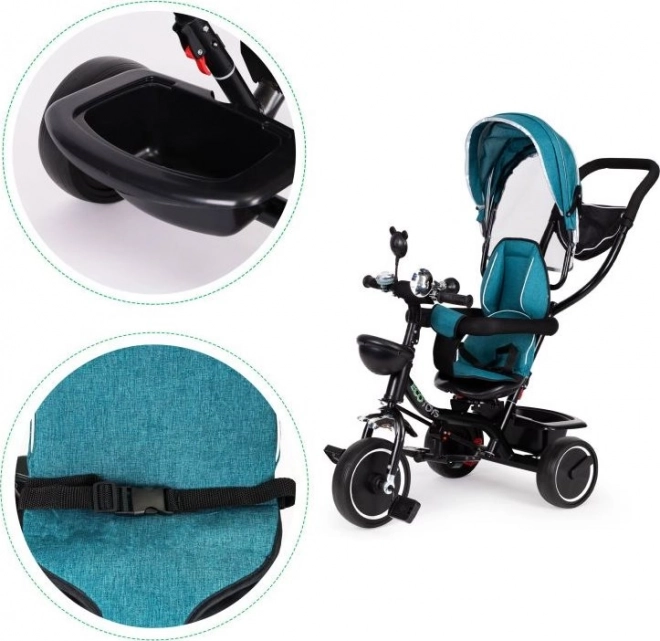 Tricicletă cu scaun rotativ și copertină pentru copii Ecotoys