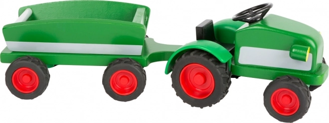 Tractor din lemn cu remorcă verde