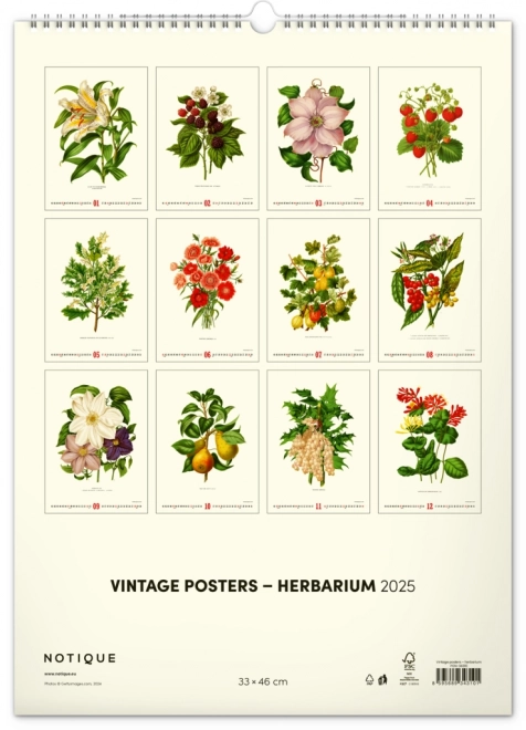 Calendar de perete cu postere vintage – herbariu 2025