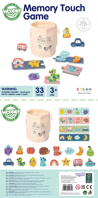 Woopie Green Pexeso din Lemn - Puzzle Tactile