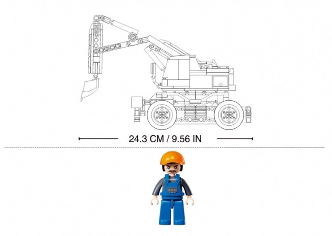 Excavator pe roți cu telecomandă Sluban Town