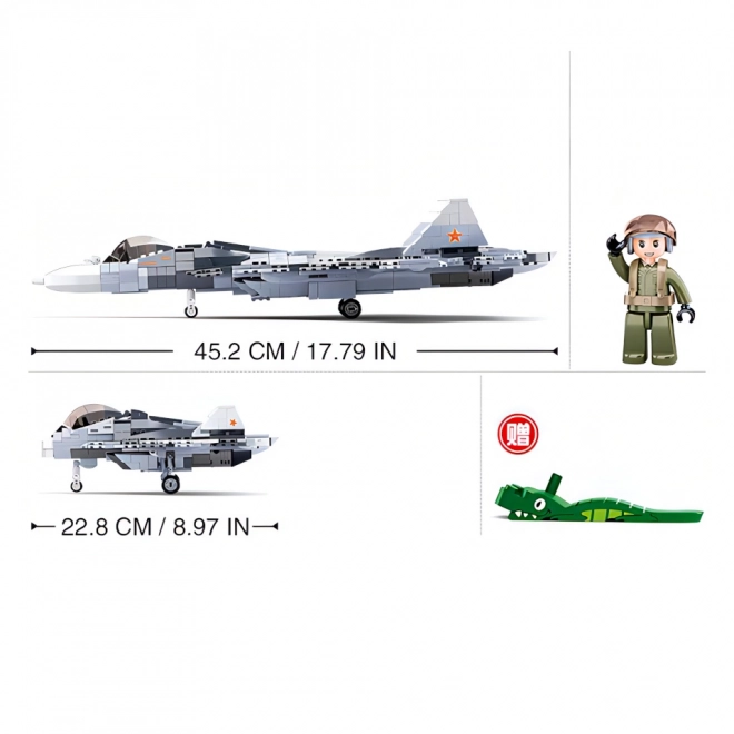 Avion cu reacție Su-57 2 în 1 Sluban Model Bricks