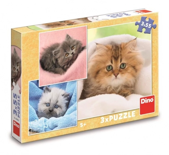 Puzzle drăguțe pisicuțe 3x55 piese