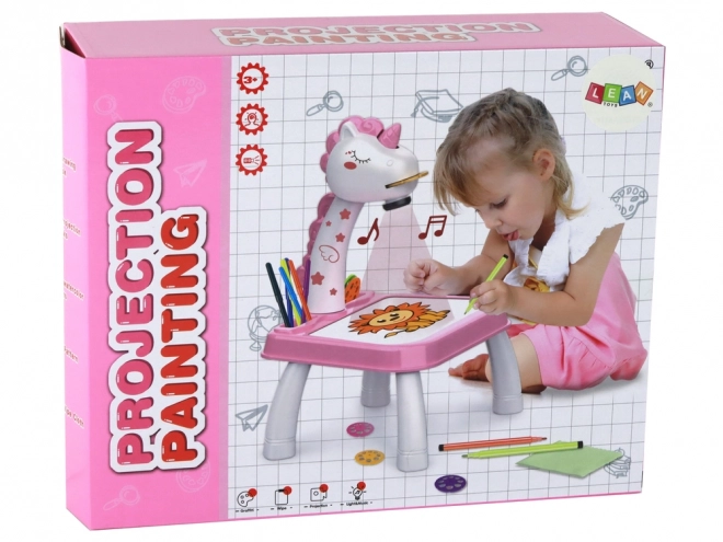 Proiector desen unicorn roz cu markere și inserții