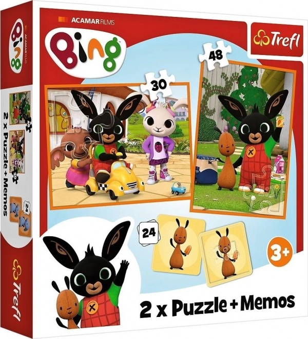 Set 3 în 1 Bing cu 2 puzzle-uri și joc de memorie