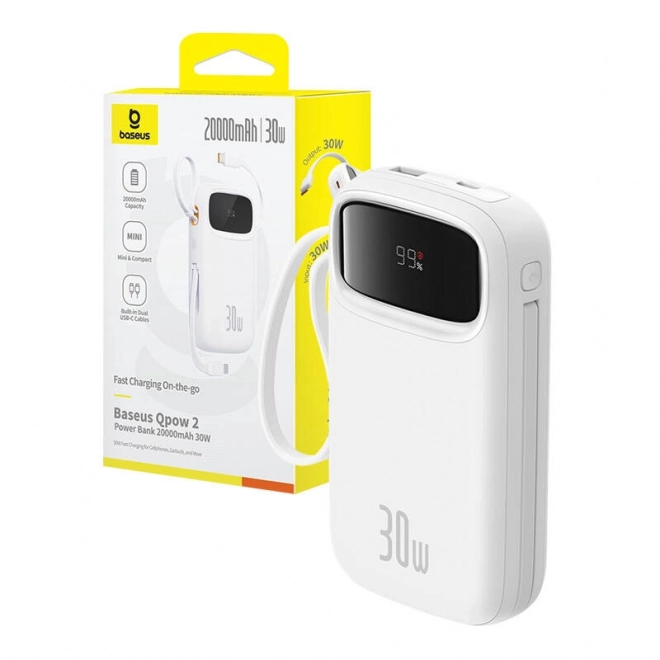 Baterie externă Baseus QPow 2 20000mAh 30W alb
