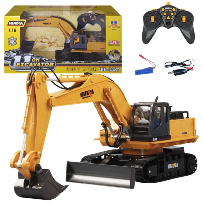 Excavator cu șenile controlat de la distanță Huina cu cabină rotativă 1:16