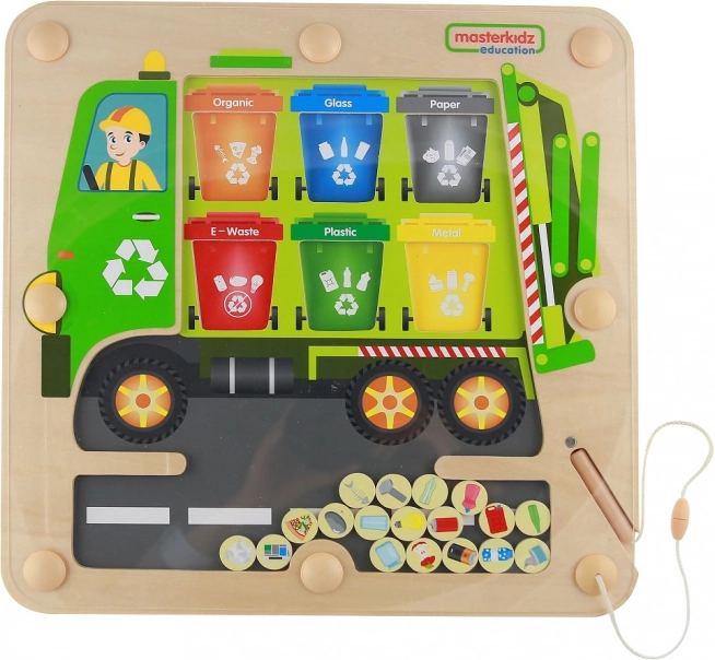 Tablă Magnetică de Sortare a Deșeurilor Masterkidz Camion de Reciclare Montessori