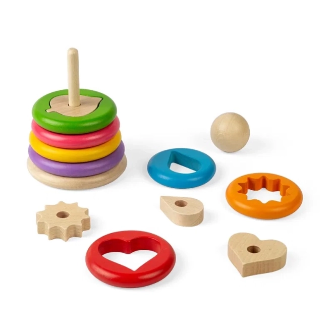 Bigjigs Toys aranjarea formelor pe suport din lemn